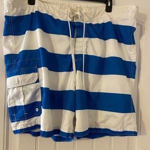 Men’s Merona Brand Blue and White Swim Trunks XXL